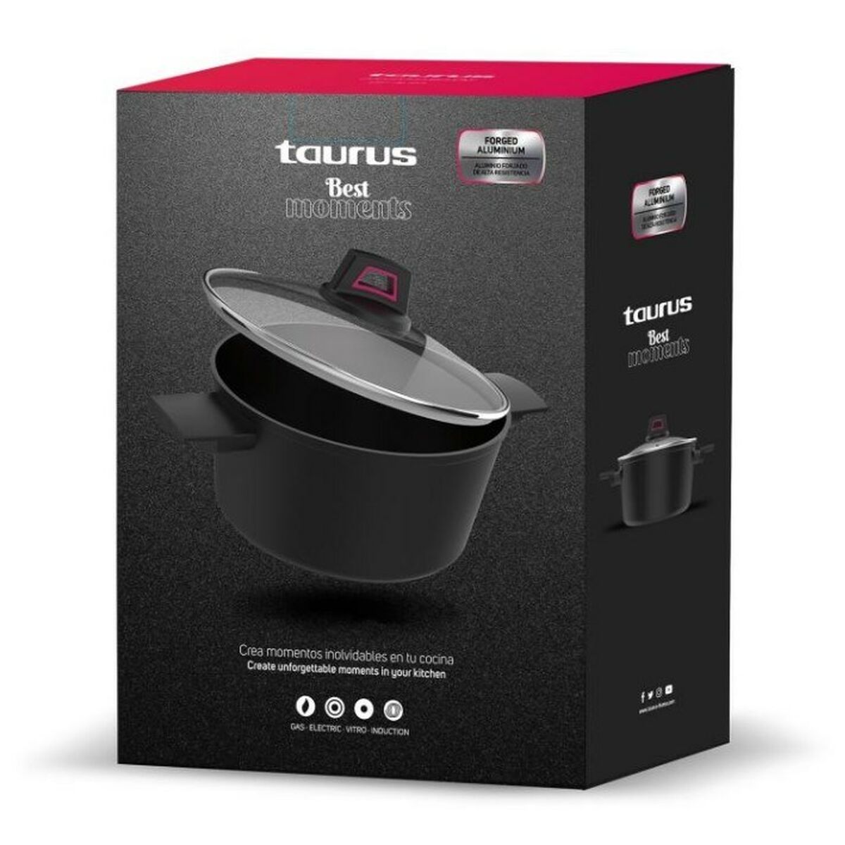Casseruola con coperchio Taurus KCK4024 Nero 4,5 L - Image 3