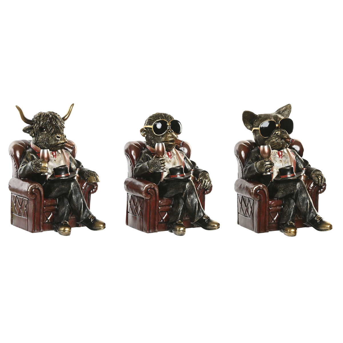Statua Decorativa Home ESPRIT Marrone Dorato 18 X 22,5 X 26,5 CM (3 Unità)