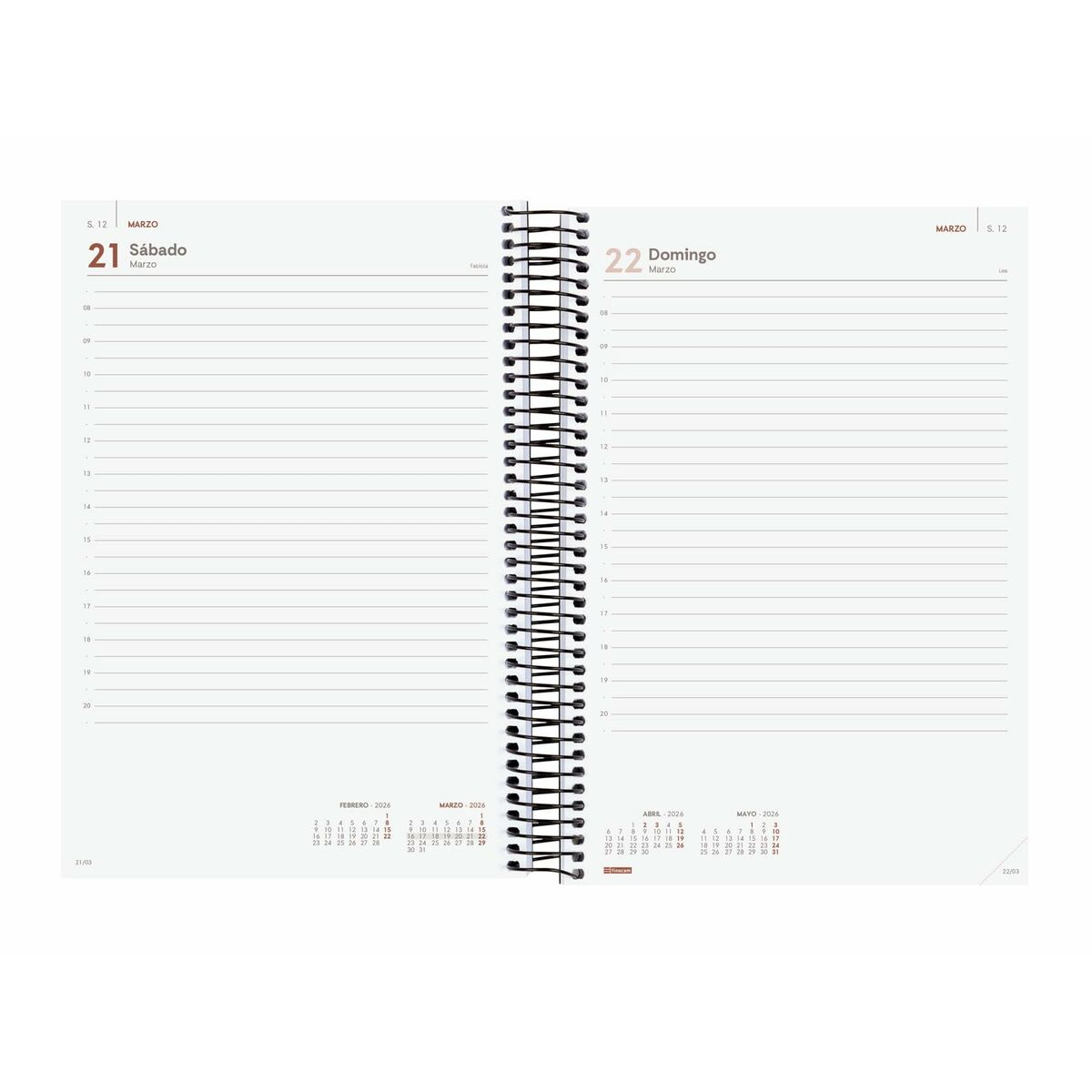 Agenda Finocam OPAQUE Azzurro 16,5 x 24,2 cm 2026 - Image 4