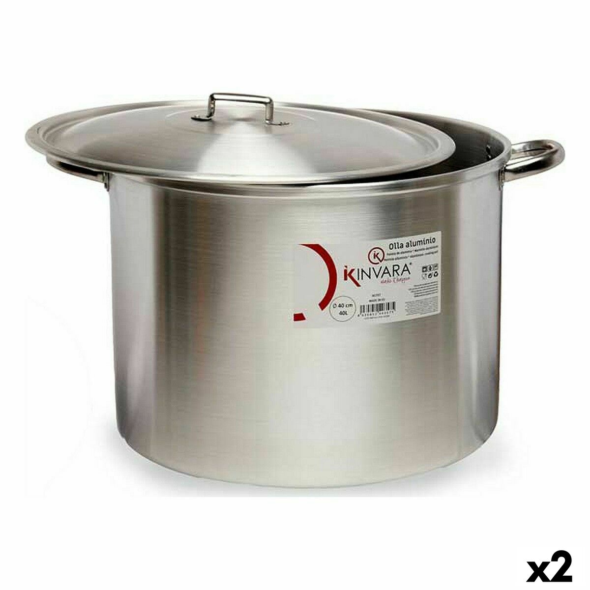 Pentola con Coperchio Kinvara Argentato Alluminio 53 x 34 x 43 cm (2 Unità)
