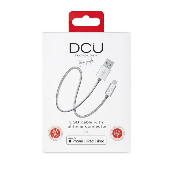 Cavo USB per Caricare Lightning  iPhone DCU Argentato 1 m