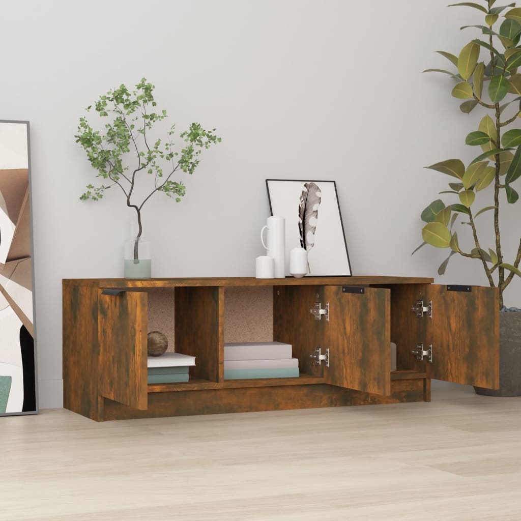 vidaXL Meuble TV Chêne fumé 102x35x36,5 cm Bois d'ingénierie - Image 3