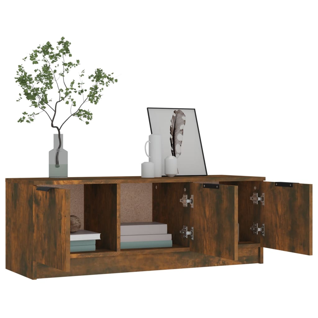 vidaXL Meuble TV Chêne fumé 102x35x36,5 cm Bois d'ingénierie - Image 4
