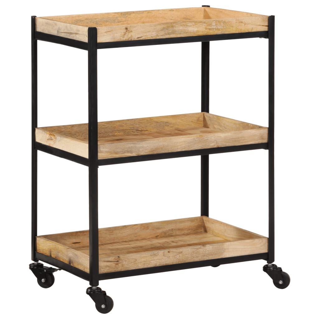 vidaXL Küchenwagen 60x40x80 cm Raues Massivholz Mango