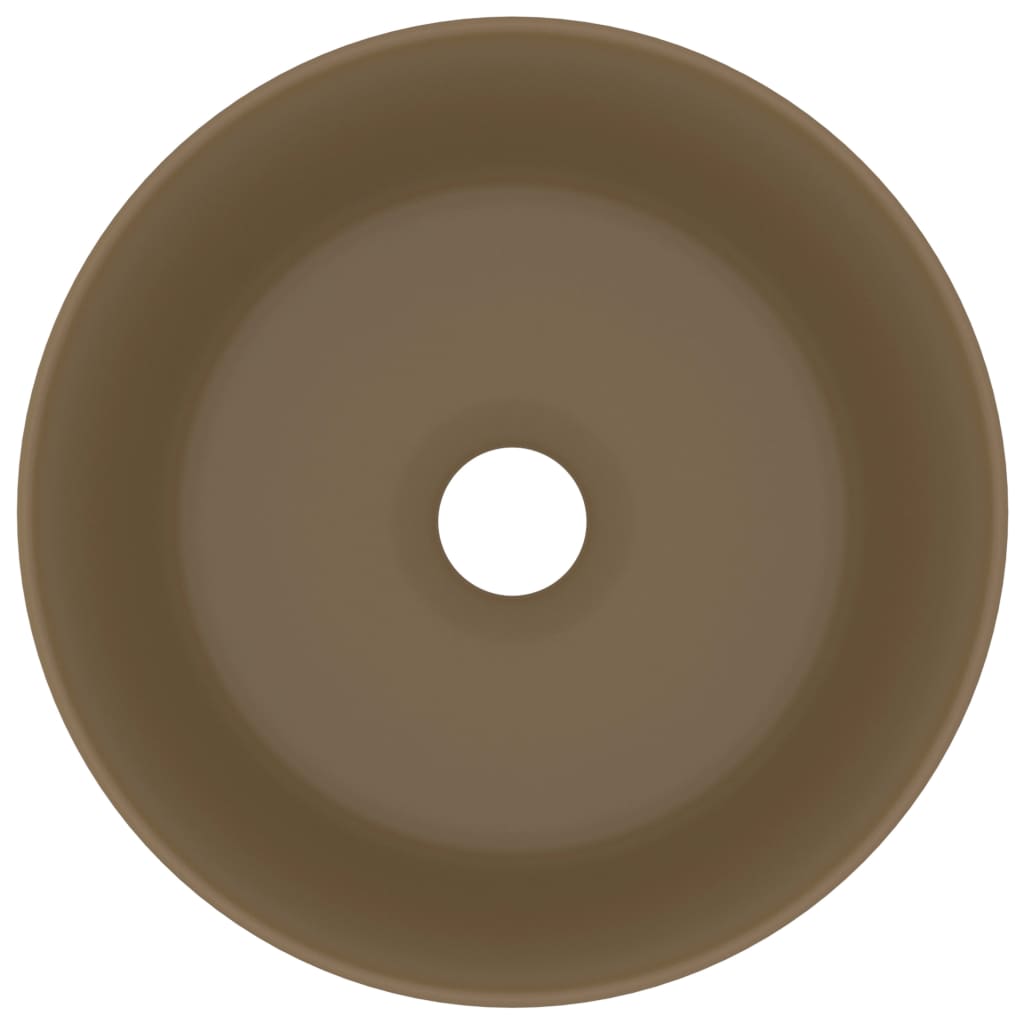 vidaXL Luxuriöses Waschbecken Rund Matt Creme 40x15 cm Keramik - Image 3