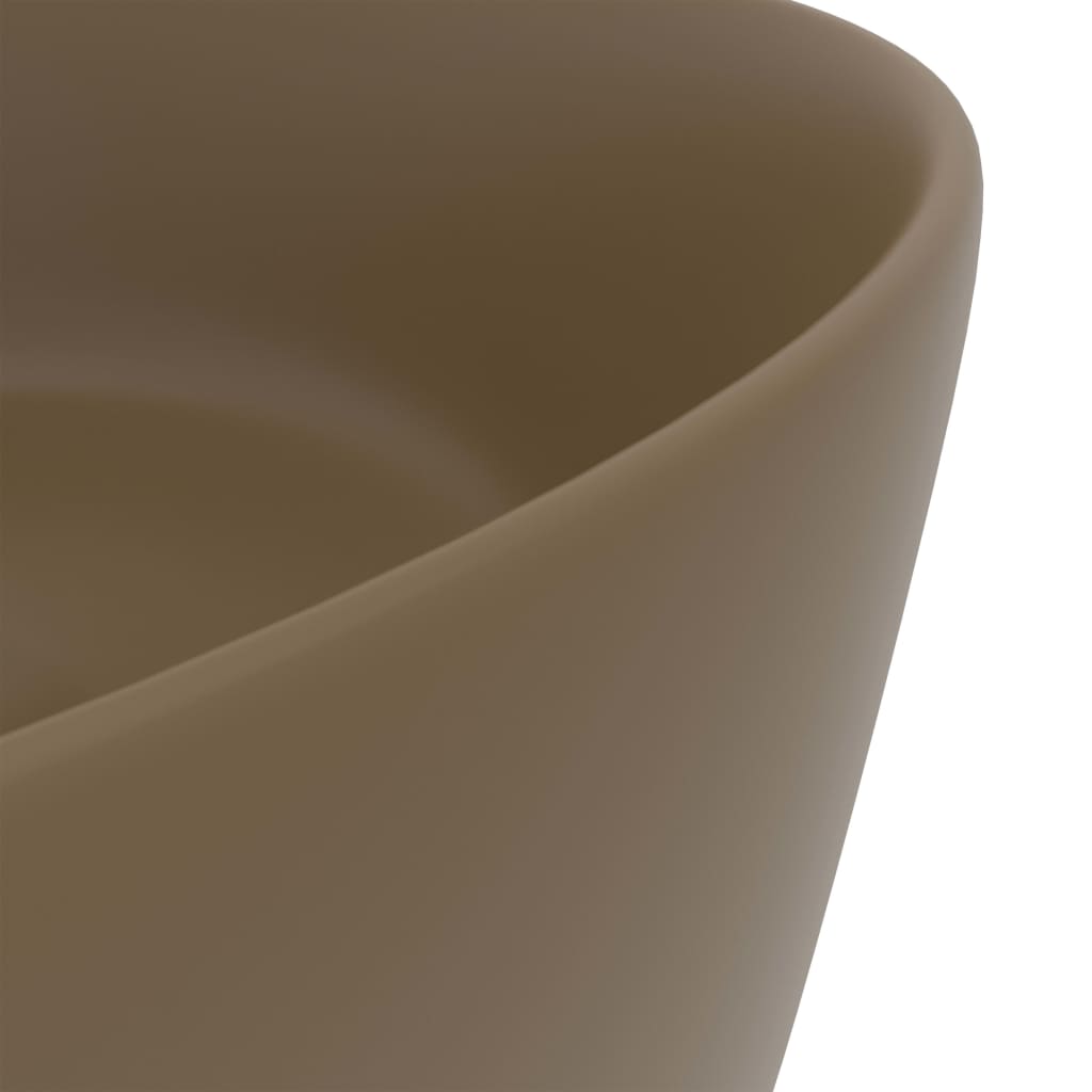 vidaXL Luxuriöses Waschbecken Rund Matt Creme 40x15 cm Keramik - Image 5
