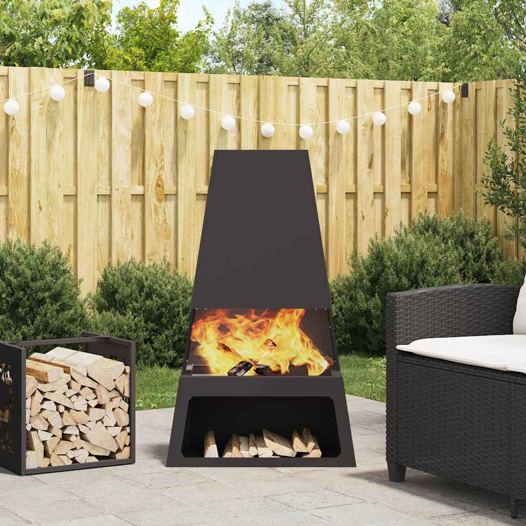vidaXL Feuerstelle Schwarz 60 x 35 x 100 cm Stahl