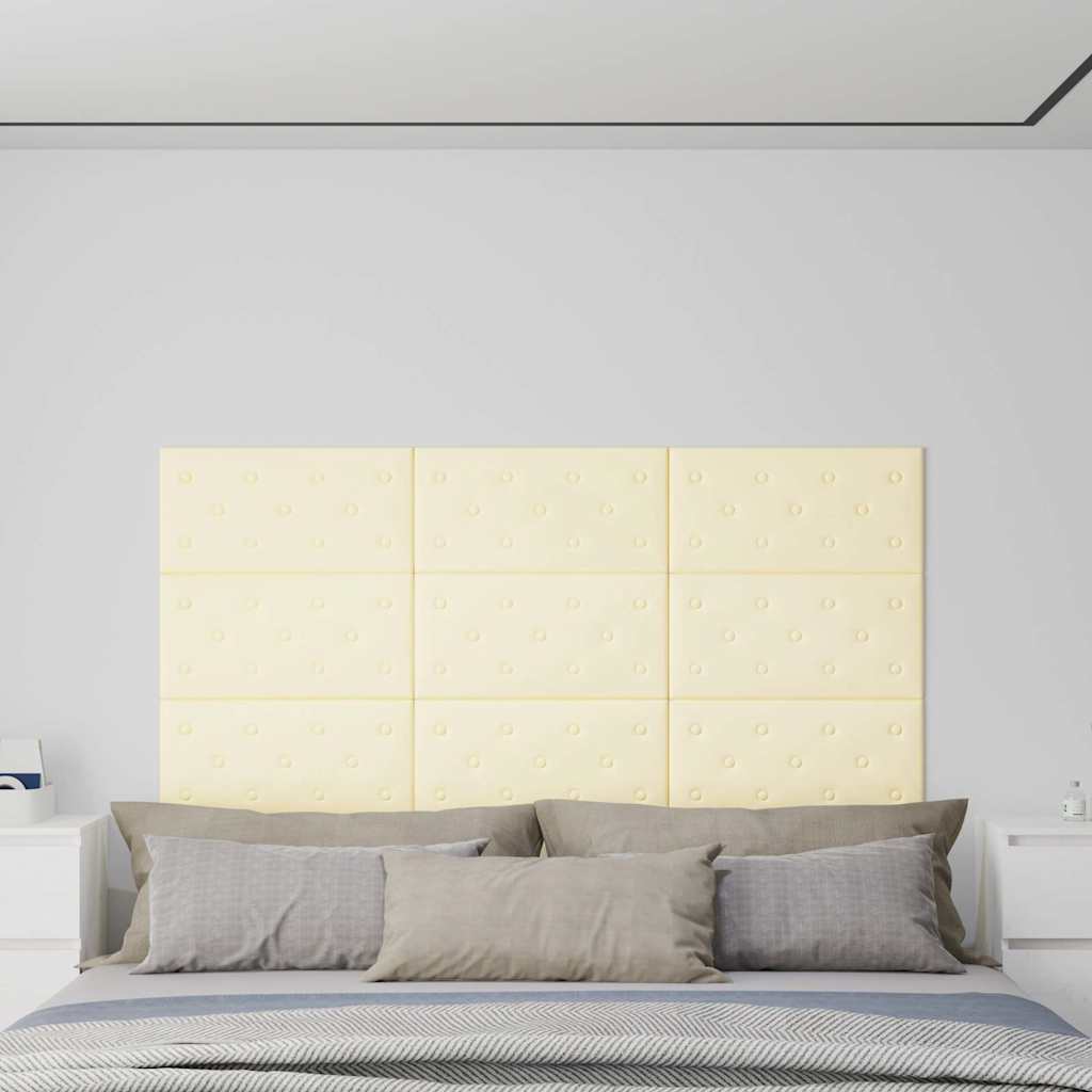 vidaXL Wandpaneele 12 Stk. Creme 60x30 cm Kunstleder 2,16 m²