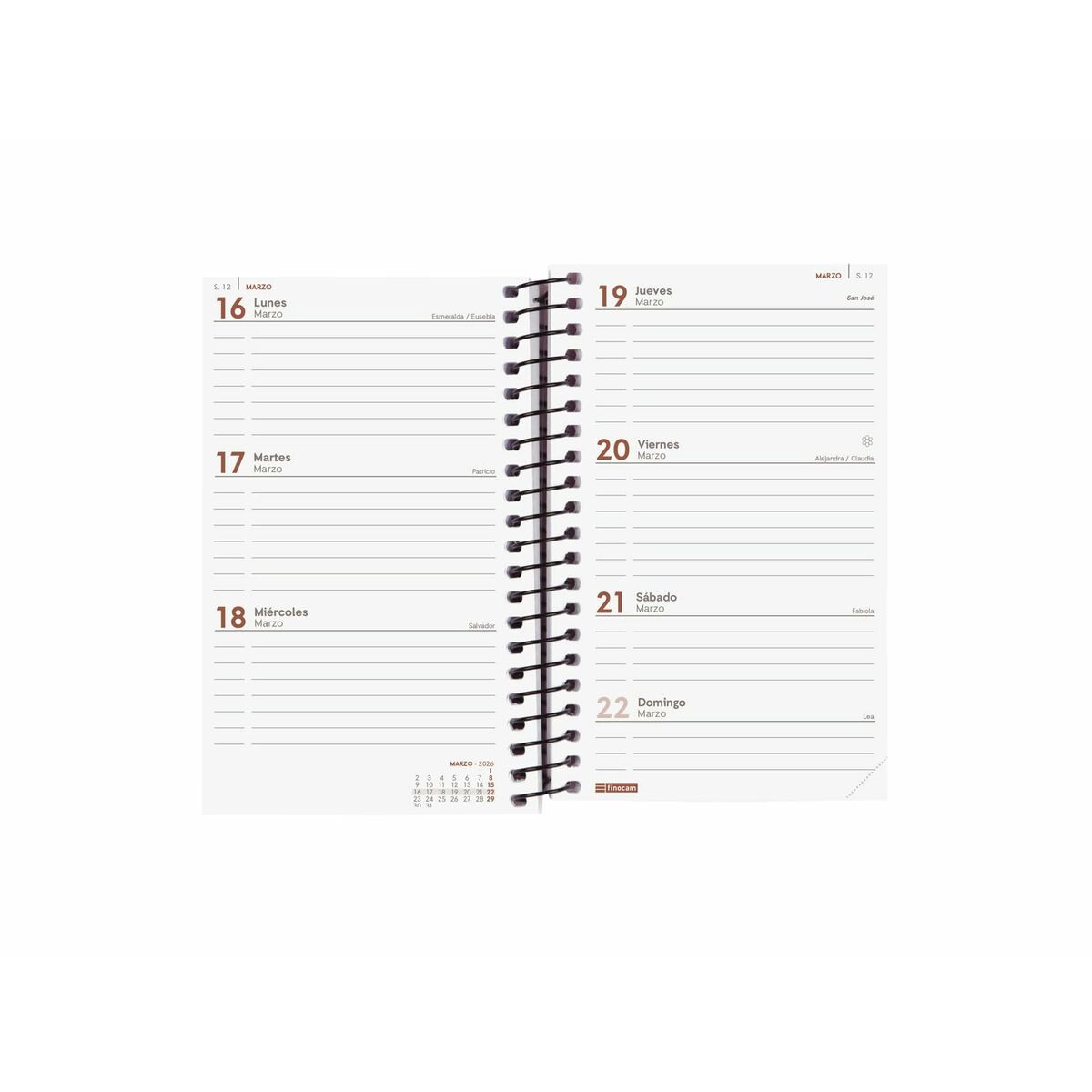 Agenda Finocam OPAQUE Arancio Mini 7,9 x 12,7 cm 2026 - Image 4