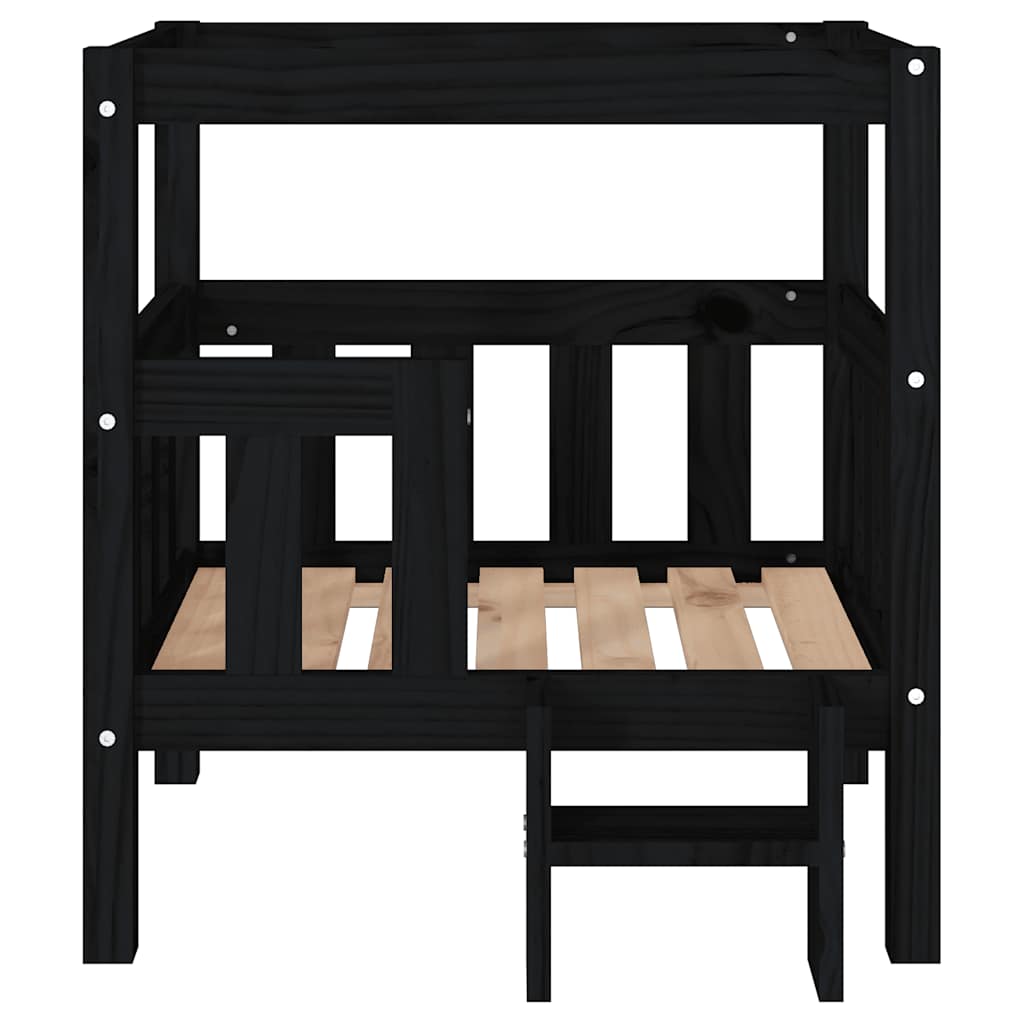 vidaXL Lit pour chien Noir 65,5x50,5x70 cm Bois de pin solide - Image 5