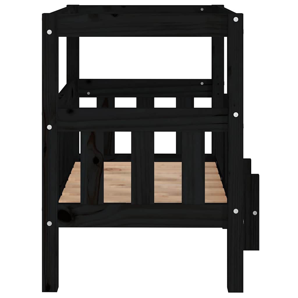 vidaXL Lit pour chien Noir 65,5x50,5x70 cm Bois de pin solide - Image 6