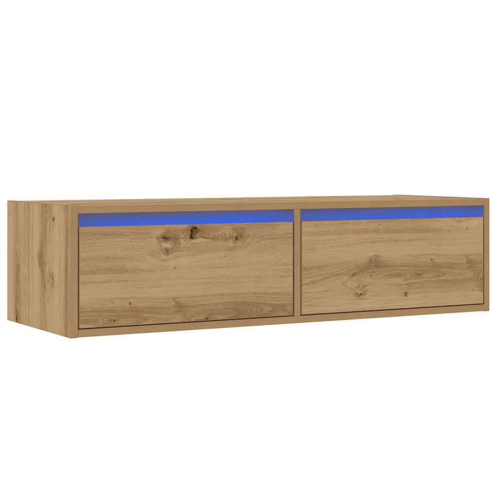 vidaXL Mueble de TV con luces LED roble artisan 100X35,5x25 cm - Image 3