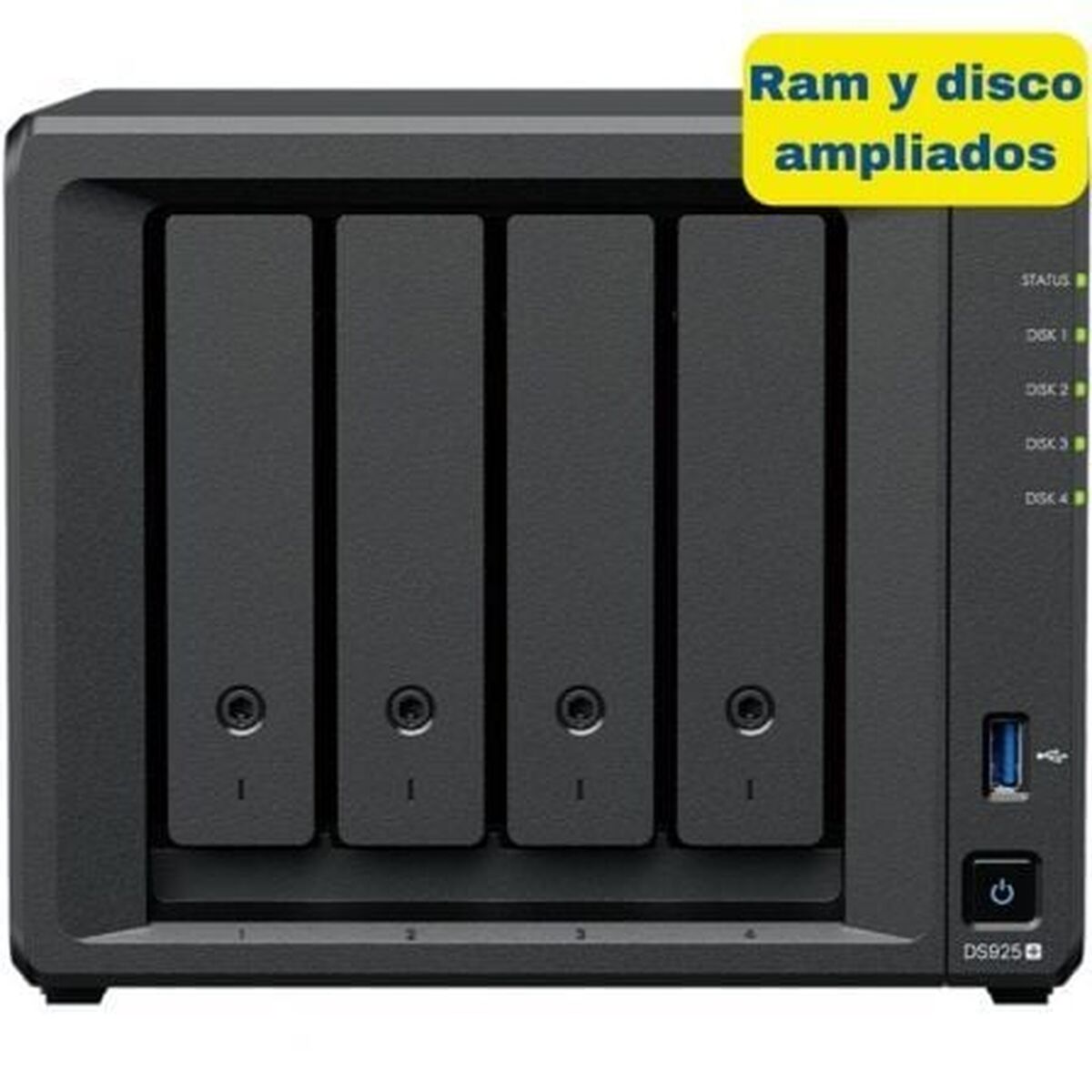 Memorizzazione in Rete NAS Synology DS925+/8G 16TB Nero Intel Celeron