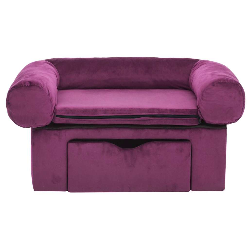 vidaXL Hundesofa mit Schublade Burgunderrot 75x50x38 cm Plüsch - Image 3