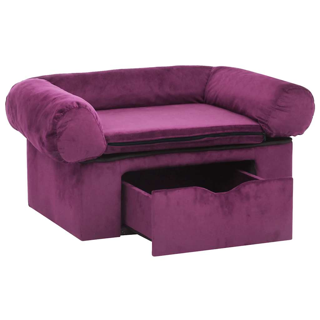 vidaXL Hundesofa mit Schublade Burgunderrot 75x50x38 cm Plüsch - Image 4