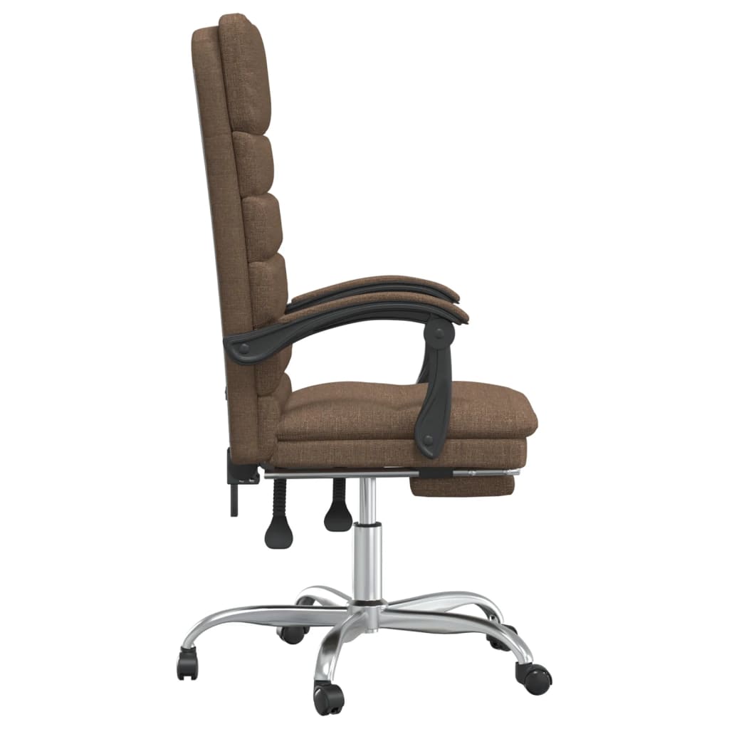 vidaXL Silla de oficina reclinable con masaje de tela marrón - Image 4