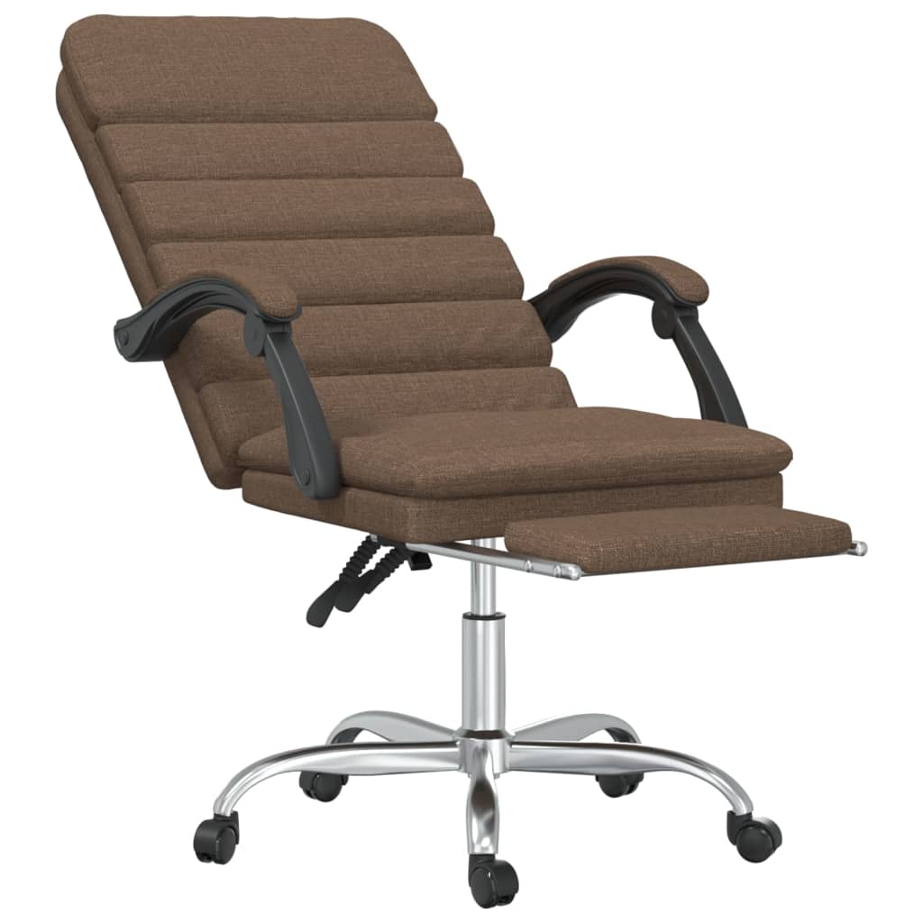 vidaXL Silla de oficina reclinable con masaje de tela marrón - Image 6