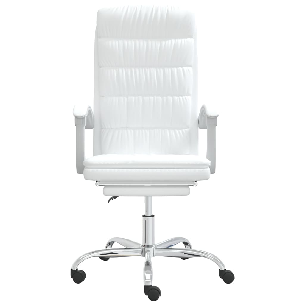 vidaXL Silla de oficina reclinable cuero sintético blanco - Image 3