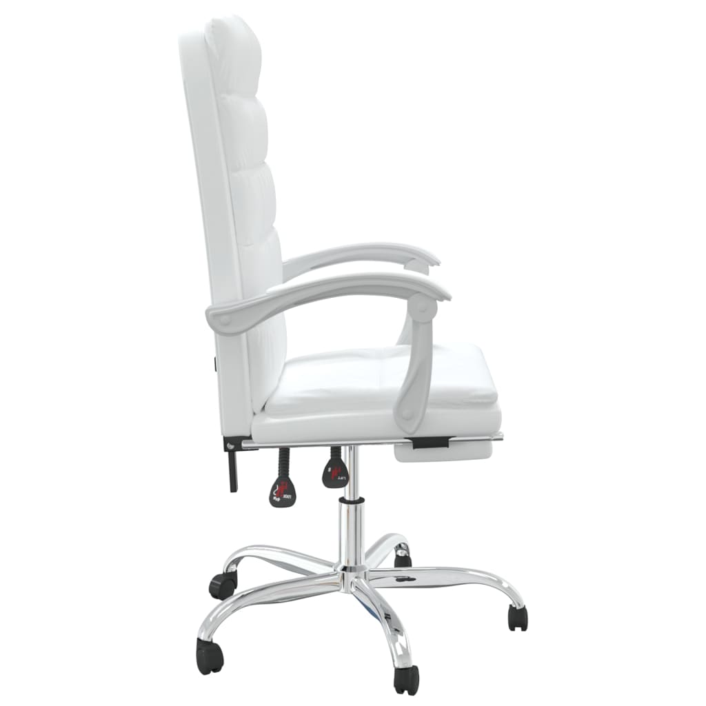 vidaXL Silla de oficina reclinable cuero sintético blanco - Image 4