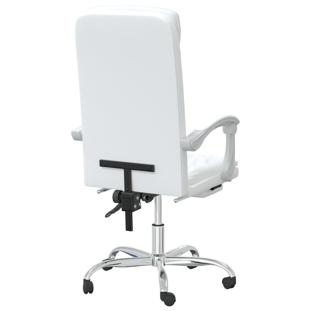 vidaXL Silla de oficina reclinable cuero sintético blanco - Image 5