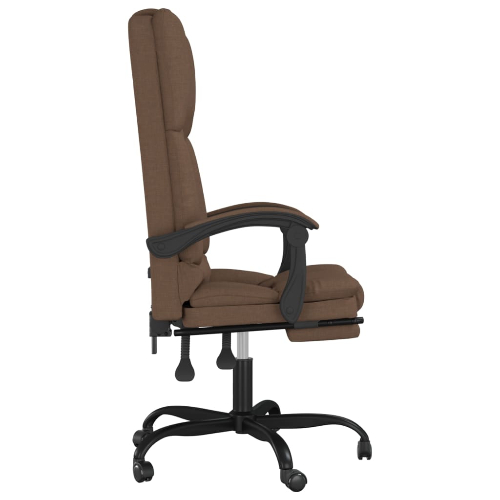 vidaXL Silla de oficina reclinable con masaje de tela marrón - Image 4
