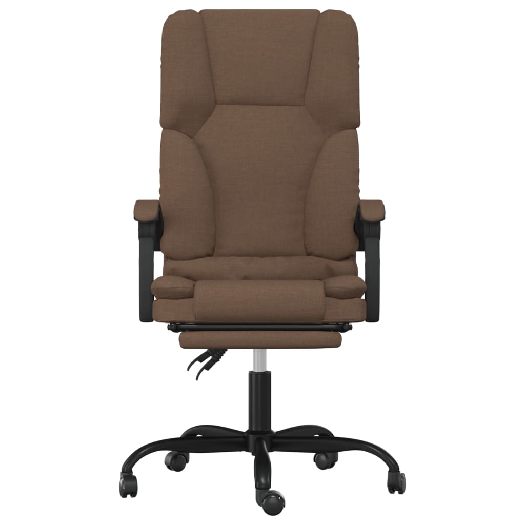 vidaXL Silla de oficina reclinable con masaje de tela marrón - Image 3