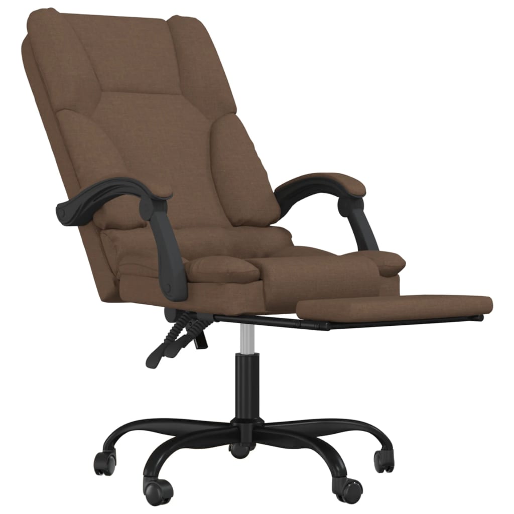 vidaXL Silla de oficina reclinable con masaje de tela marrón - Image 6
