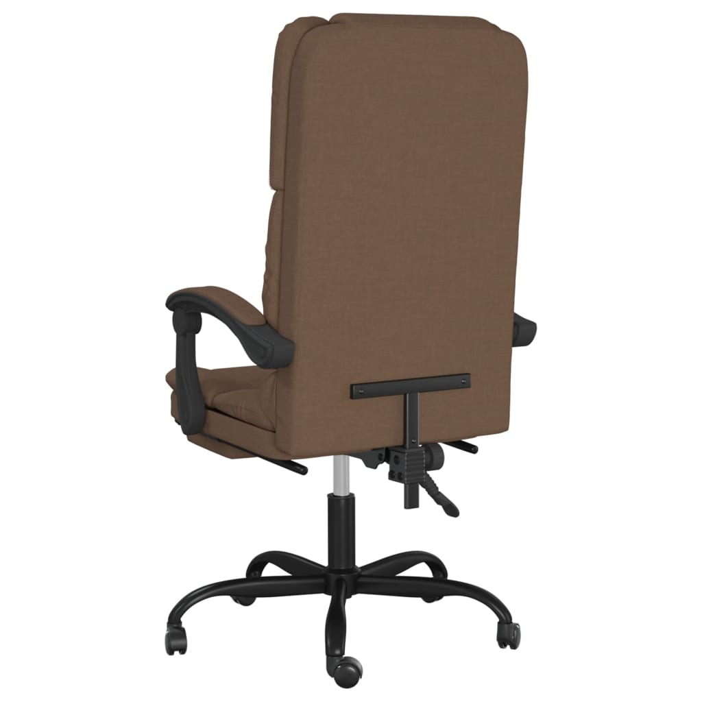 vidaXL Silla de oficina reclinable con masaje de tela marrón - Image 5