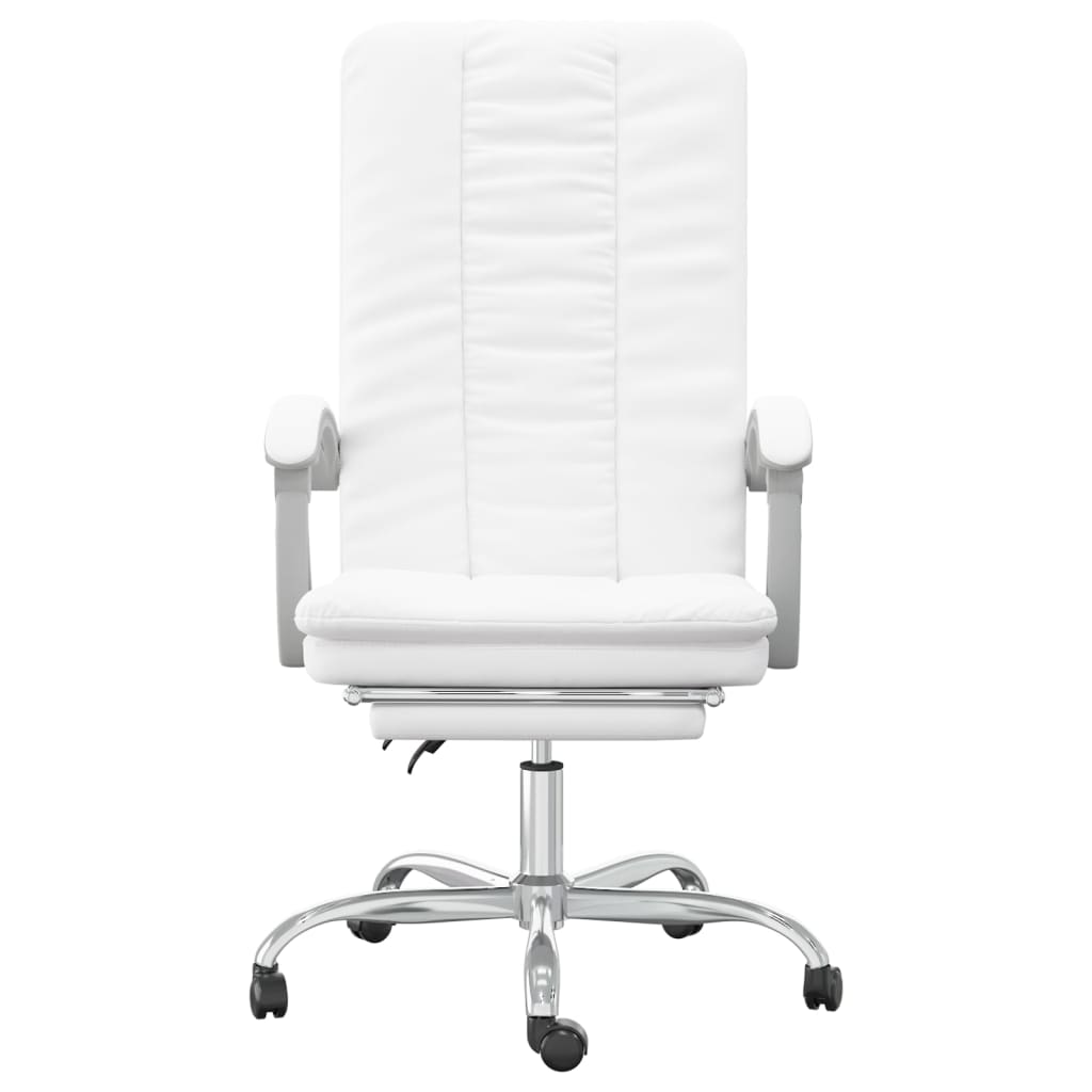 vidaXL Silla de oficina reclinable cuero sintético blanco - Image 3