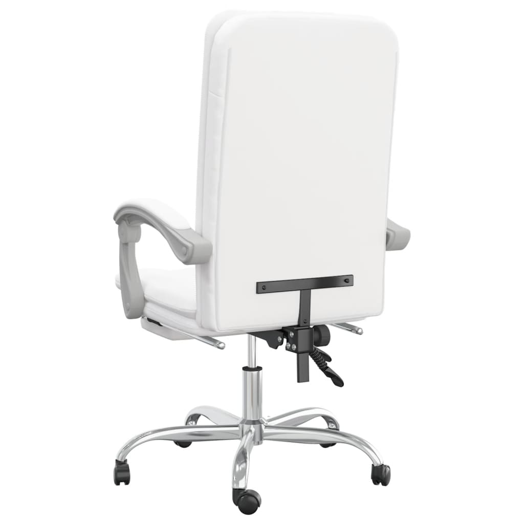 vidaXL Silla de oficina reclinable cuero sintético blanco - Image 5