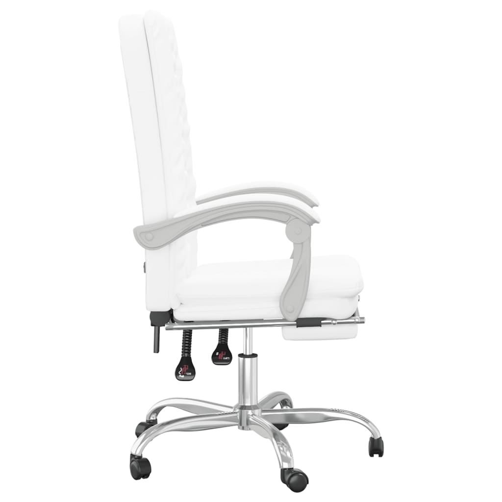 vidaXL Silla de oficina reclinable cuero sintético blanco - Image 4