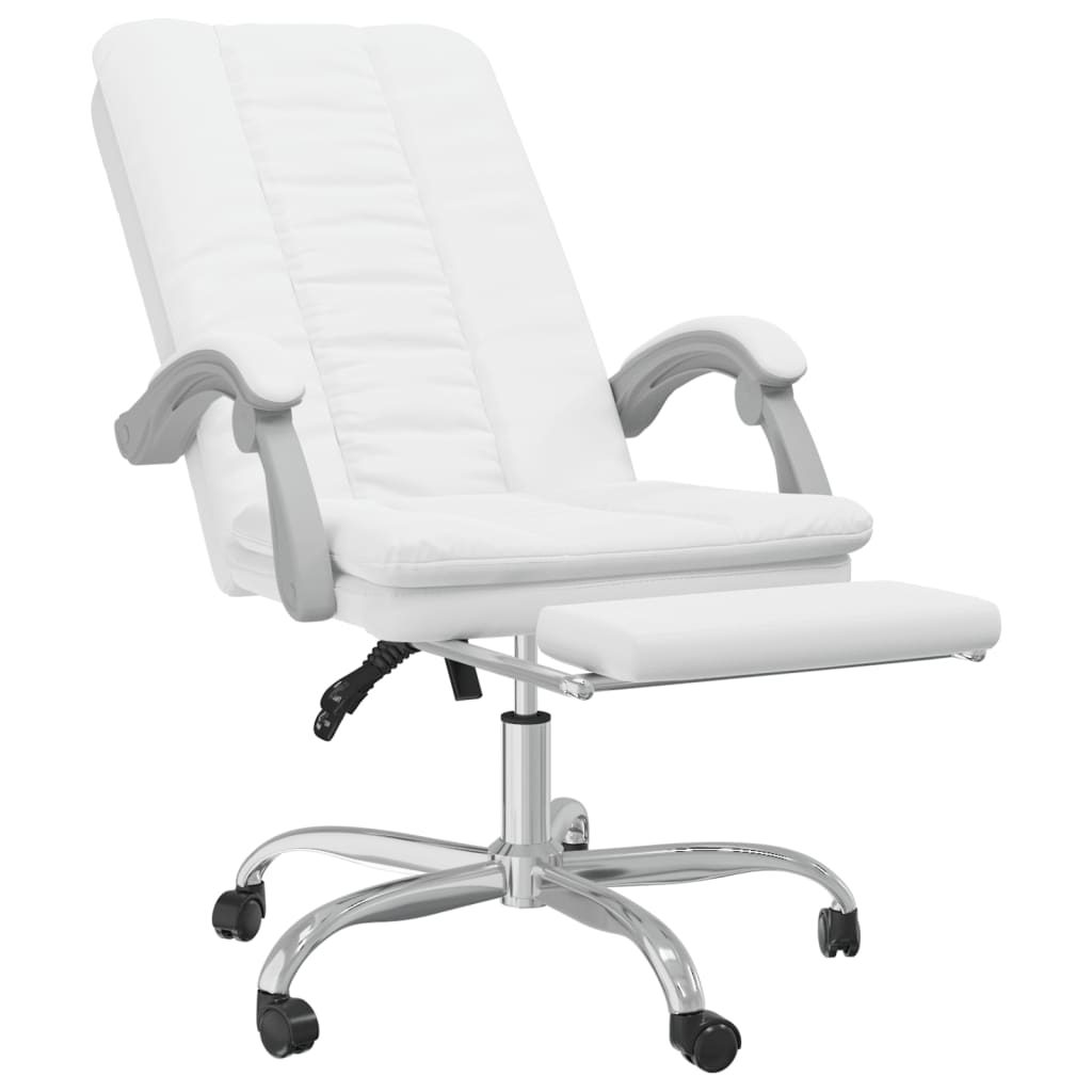 vidaXL Silla de oficina reclinable cuero sintético blanco - Image 6
