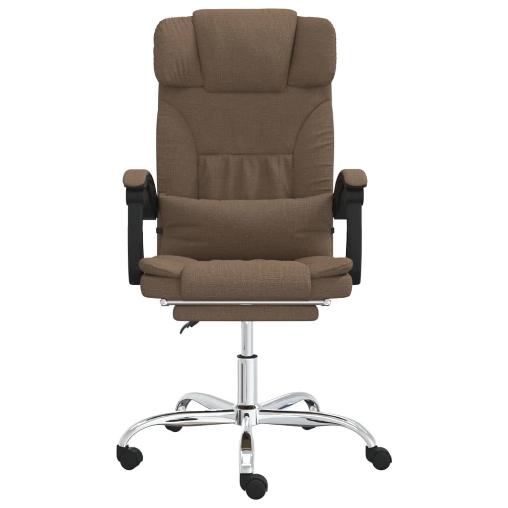 vidaXL Silla de oficina reclinable con masaje de tela marrón - Image 3