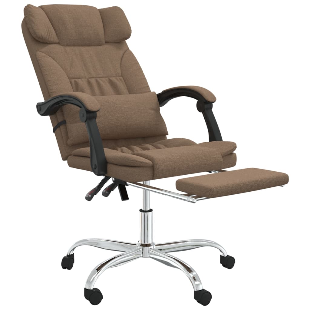 vidaXL Silla de oficina reclinable con masaje de tela marrón - Image 6