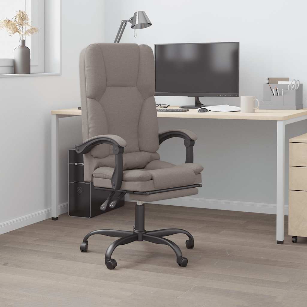 vidaXL Bürostuhl mit Massagefunktion Taupe Stoff