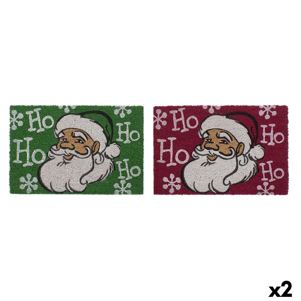 Zerbino DKD Home Decor Natale PVC Babbo Natale Fibra di cocco (60 x 40 x 1,5 cm) (2 Unità)