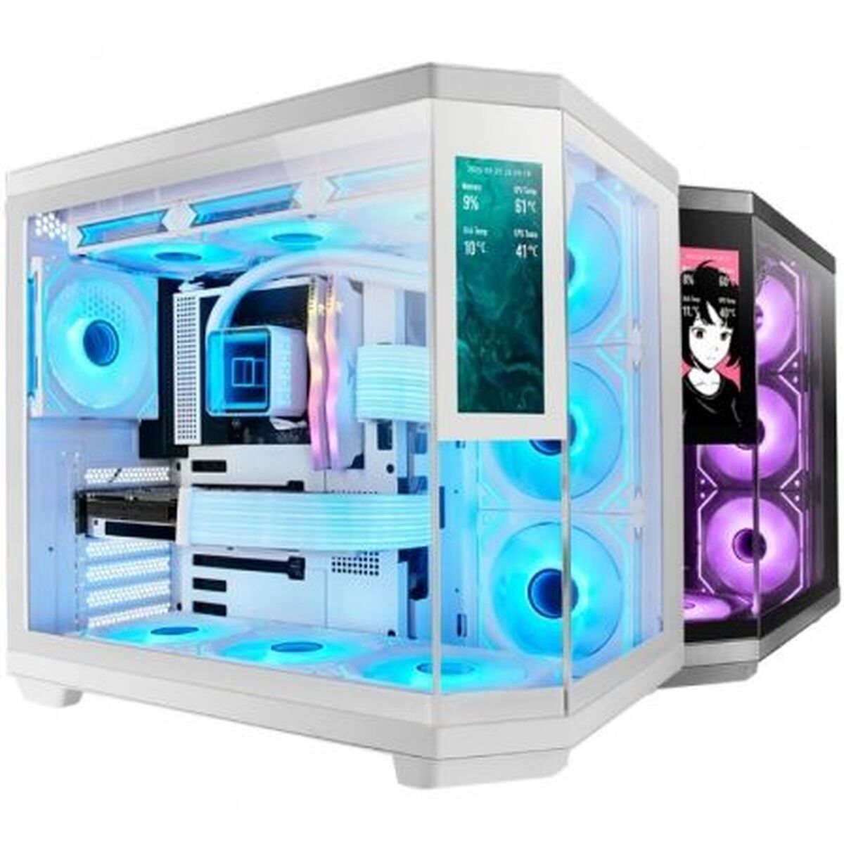 Case computer desktop ATX Mars Gaming MC3TCORELCDW Bianco