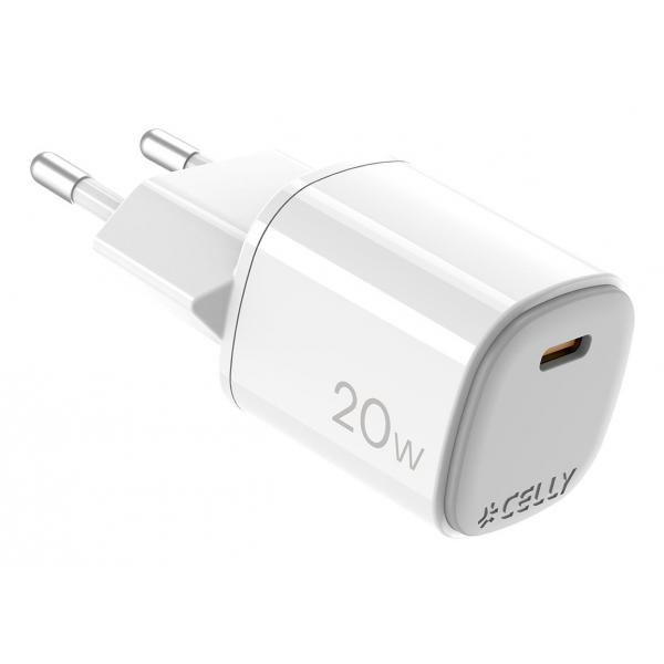 Caricabatterie da Parete Celly UPTC1USBC20WWH Bianco