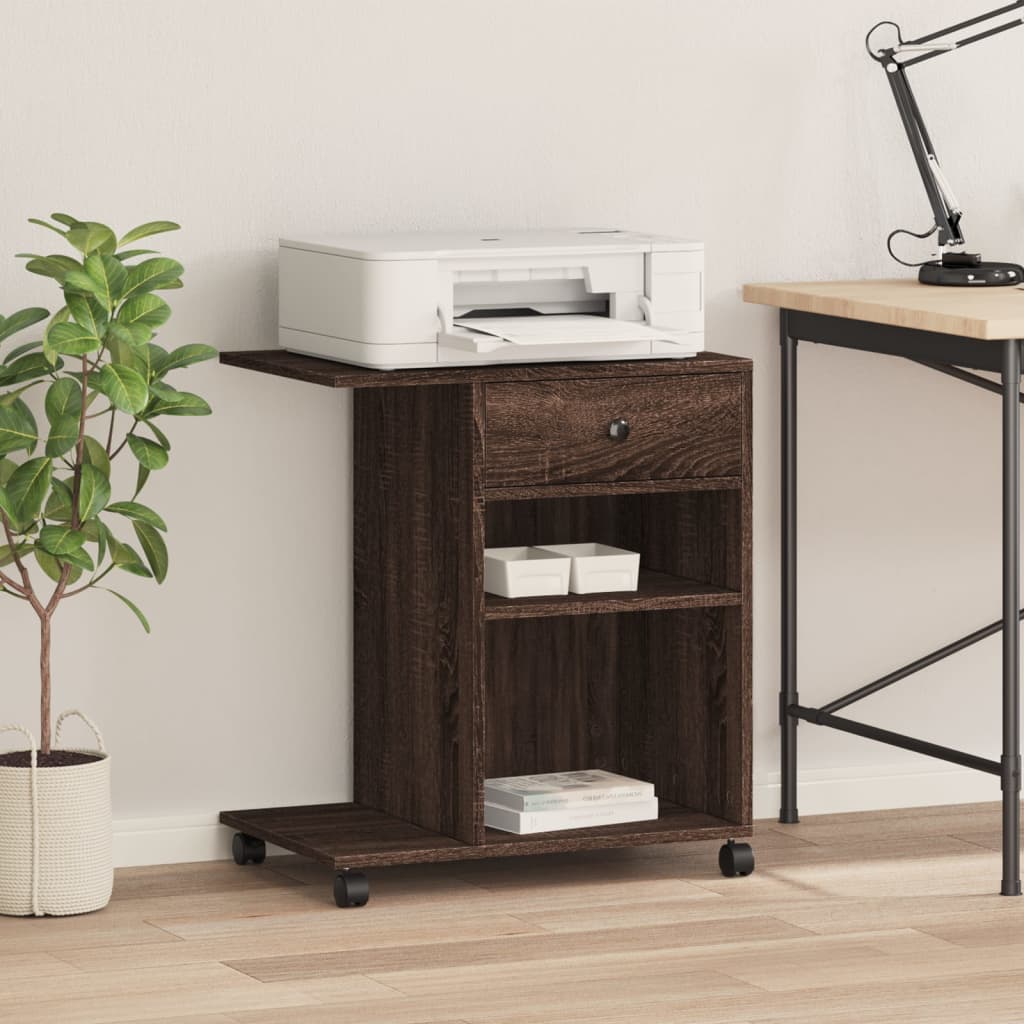 vidaXL Soporte para impresora con ruedas marrón roble 60x40x68,5 cm - Image 3