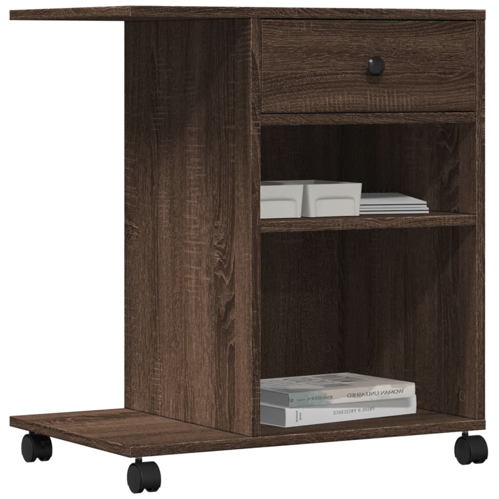 vidaXL Soporte para impresora con ruedas marrón roble 60x40x68,5 cm - Image 4