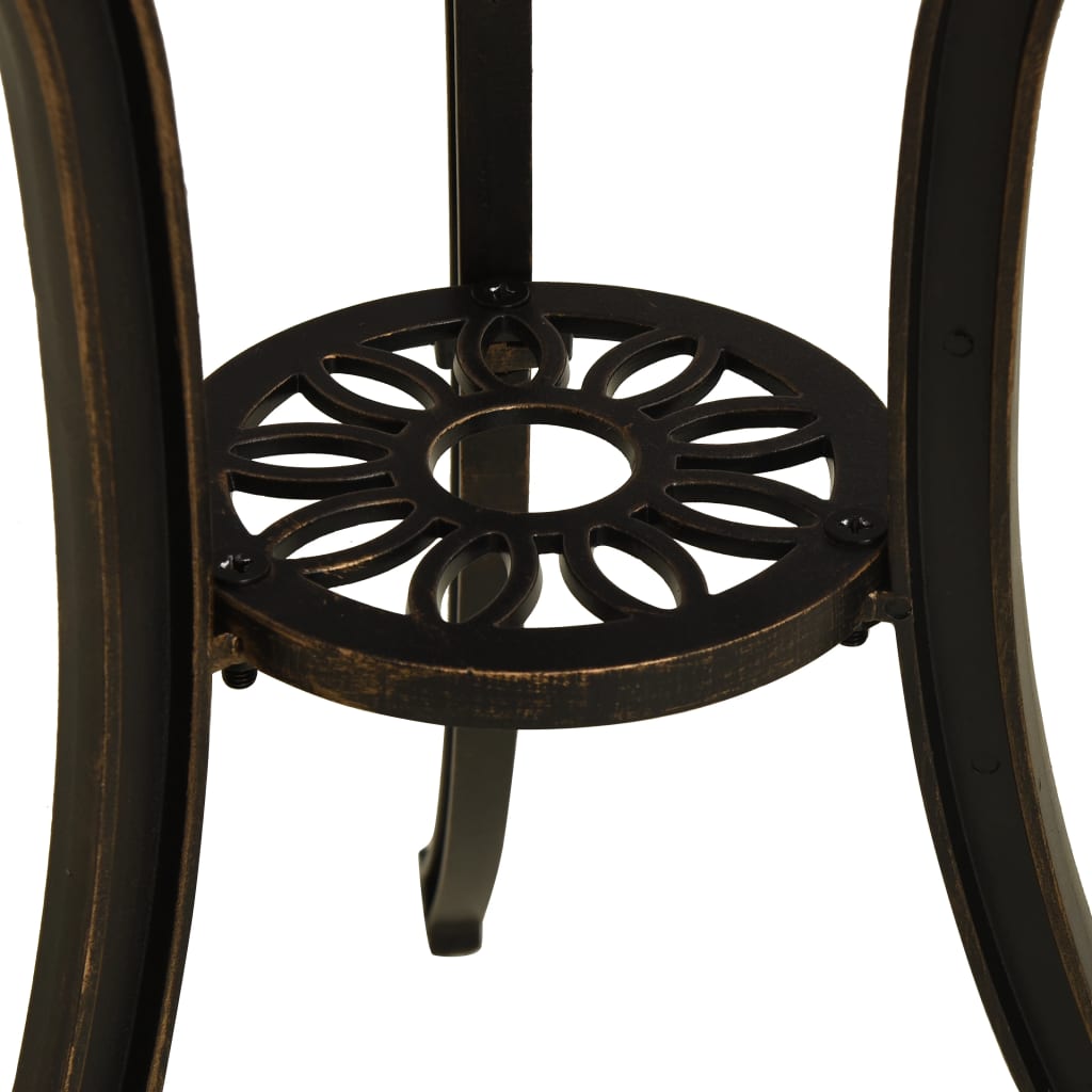vidaXL Table de jardin Bronze 62x62x65 cm Aluminium coulé - Image 5