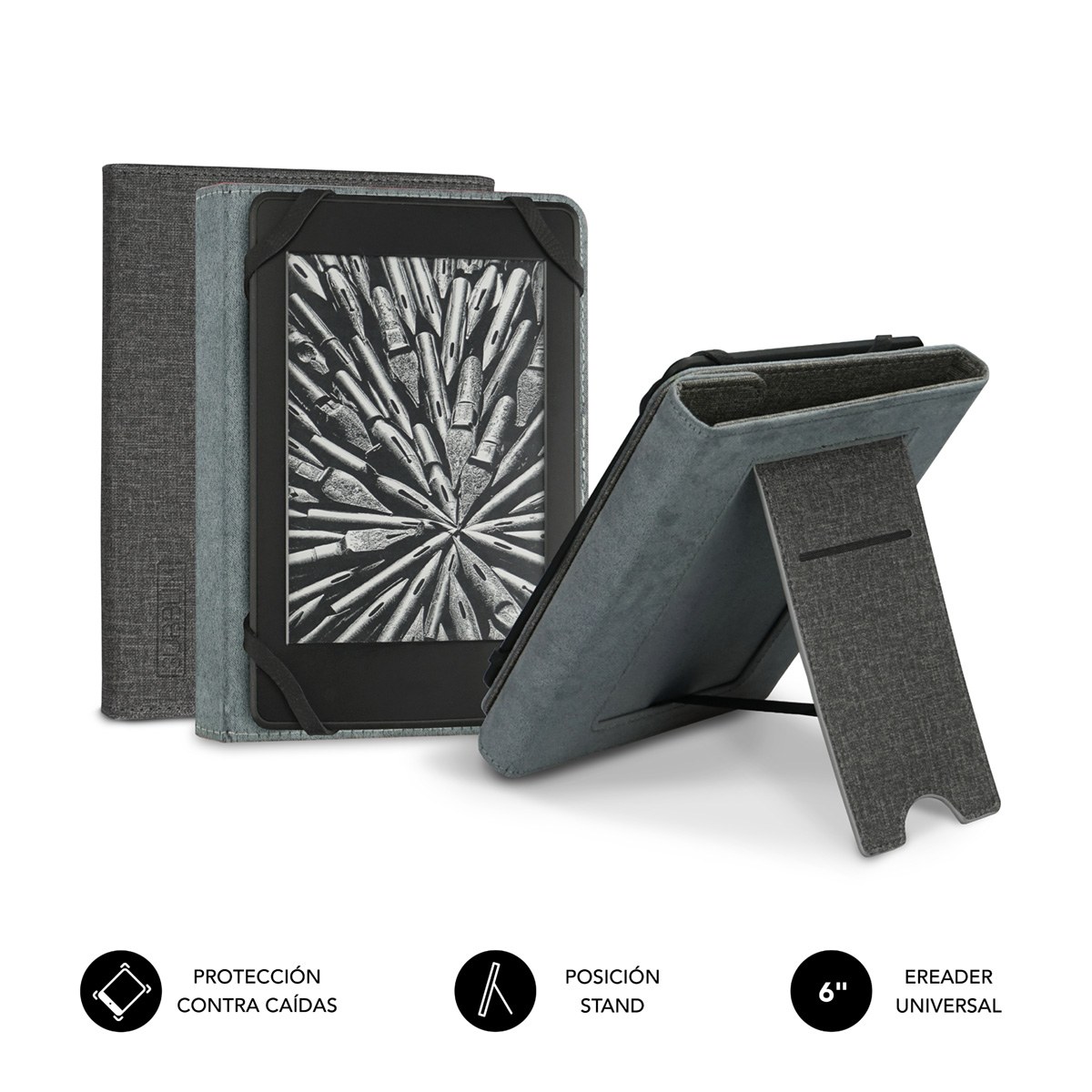 Custodia per e-Book Subblim FUNDA EBOOK CLEVER STAND 6'' GREY
