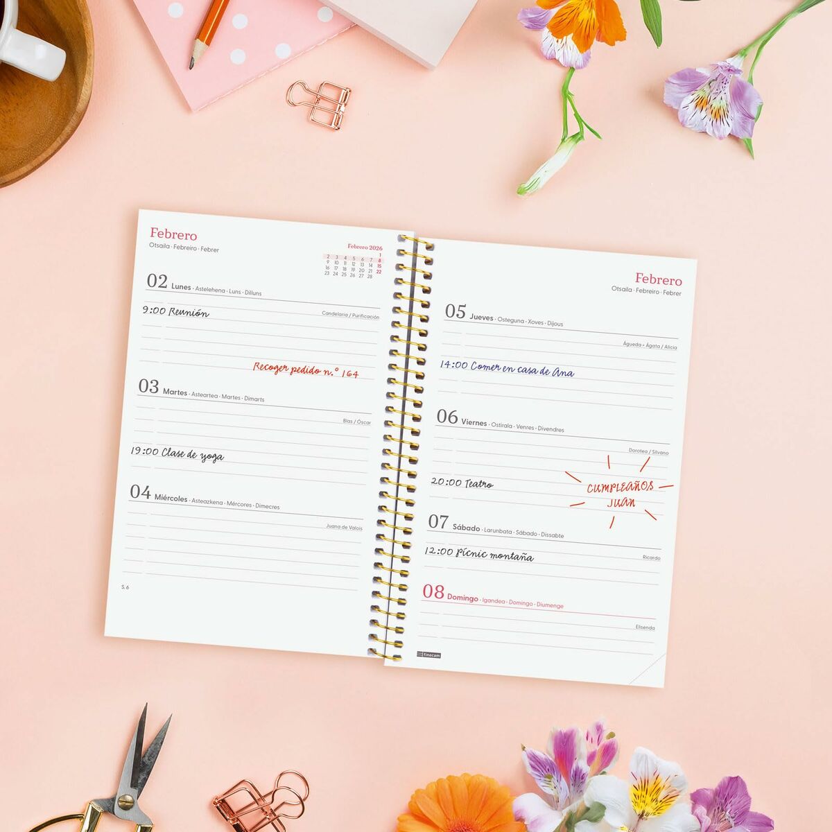 Agenda Finocam DESIGN COLLECTION Flora 11,7 x 18,1 cm 2026 - Image 3