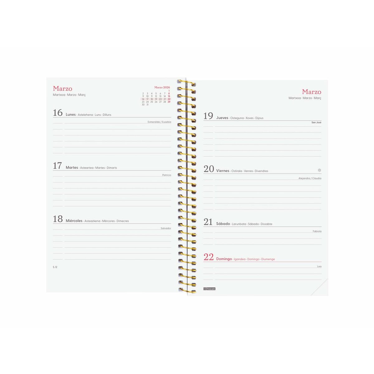 Agenda Finocam DESIGN COLLECTION Flora 11,7 x 18,1 cm 2026 - Image 4