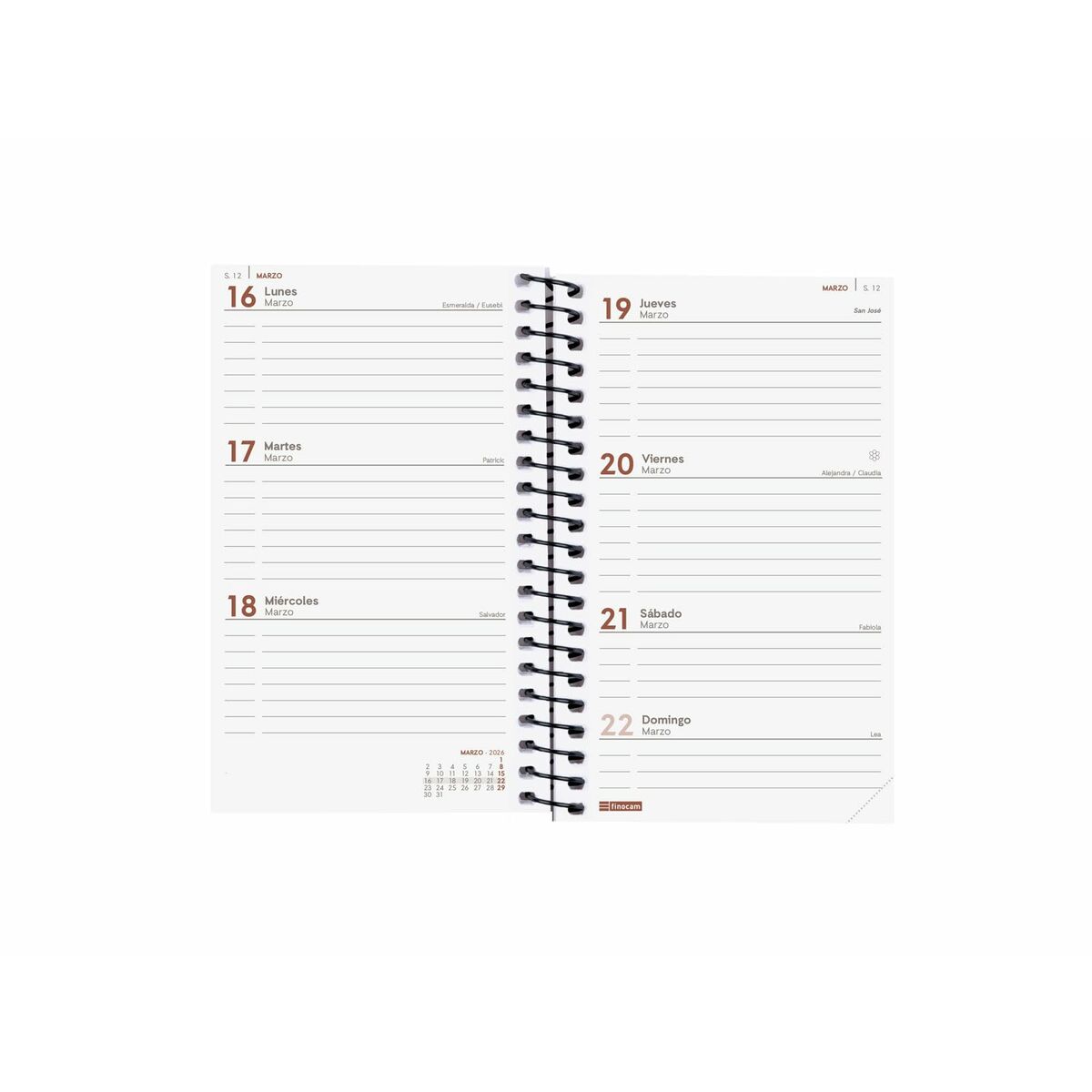 Agenda Finocam YEAR Nero Mini 7,9 x 12,7 cm 2026 - Image 4