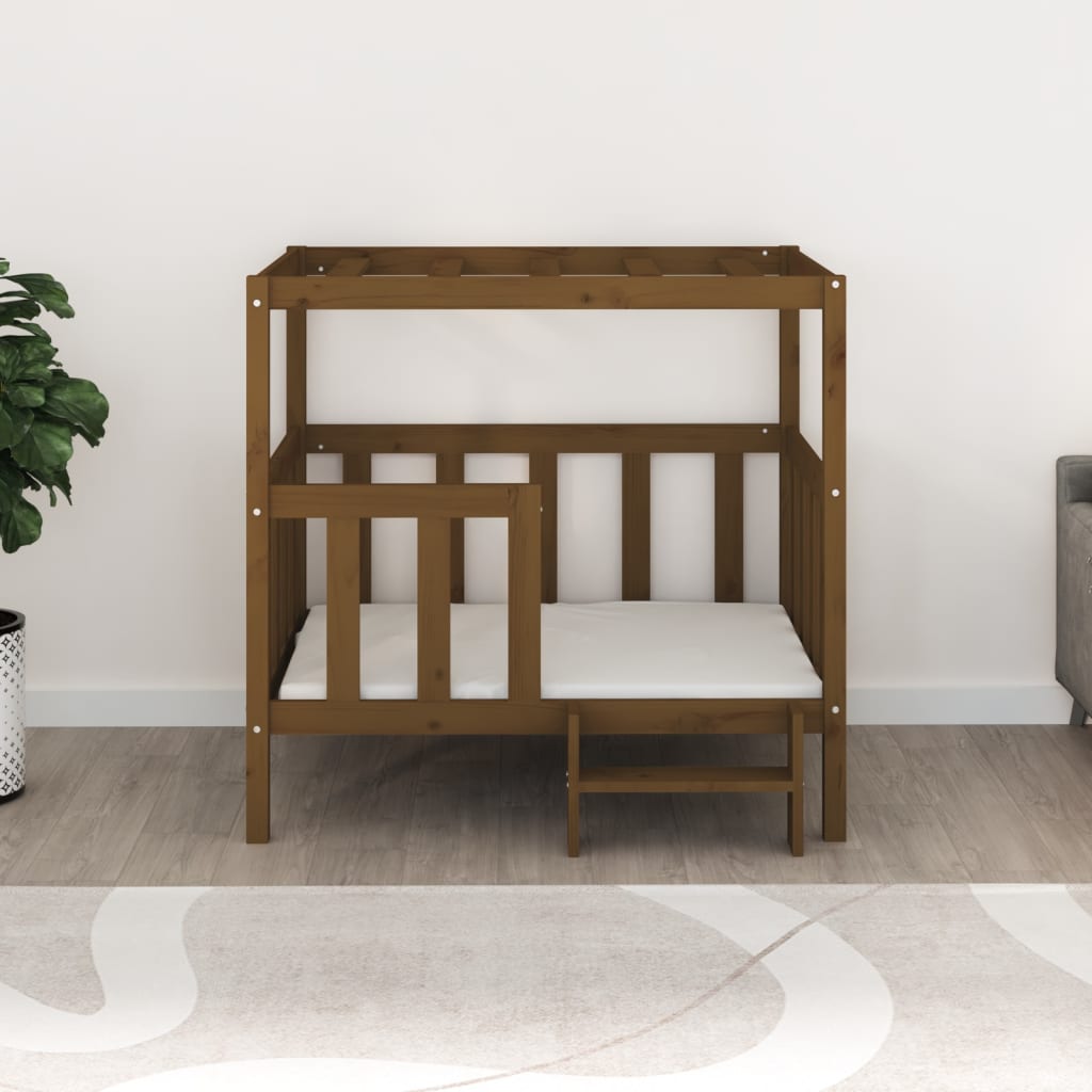 vidaXL Lit pour chien Marron miel 105,5x83,5x100 cm Bois de pin solide - Image 3