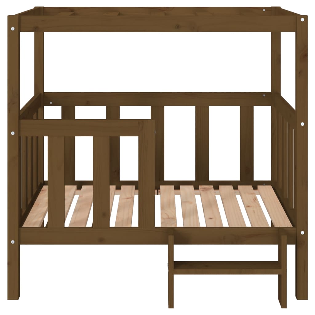 vidaXL Lit pour chien Marron miel 105,5x83,5x100 cm Bois de pin solide - Image 5