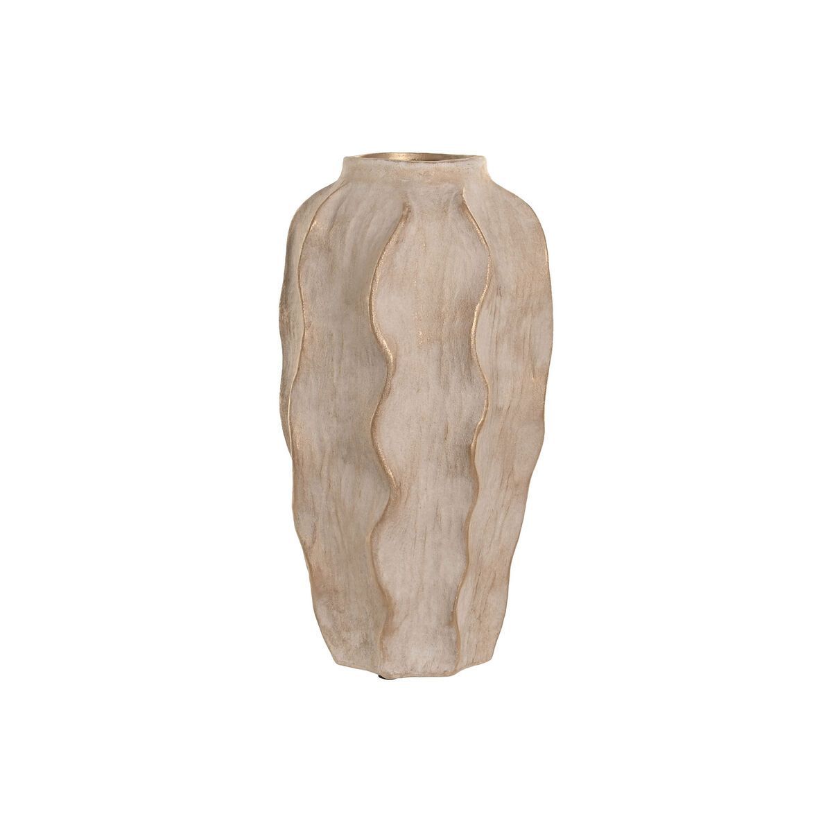Vaso Home ESPRIT Beige Gres Onde Finitura invecchiata 25 x 25 x 50 cm