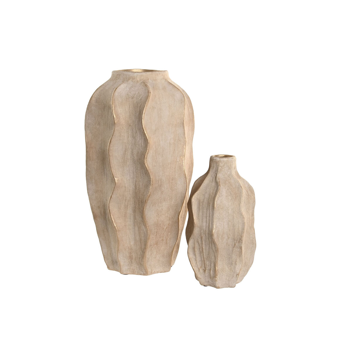 Vaso Home ESPRIT Beige Gres Onde Finitura invecchiata 25 x 25 x 50 cm - Image 5