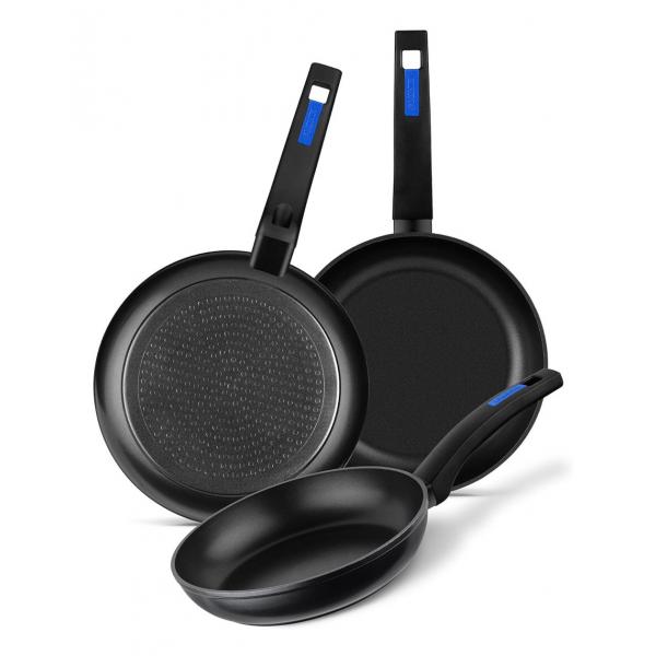Set di padelle Monix M811200 Nero Bachelite Alluminio Forgiato 3 Pezzi